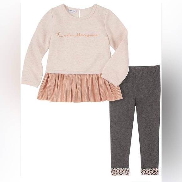 Calvin Klein Other - Calvin Klein toddler 2 piece set with ruffle hem sweatshirt. Size 4T NWT